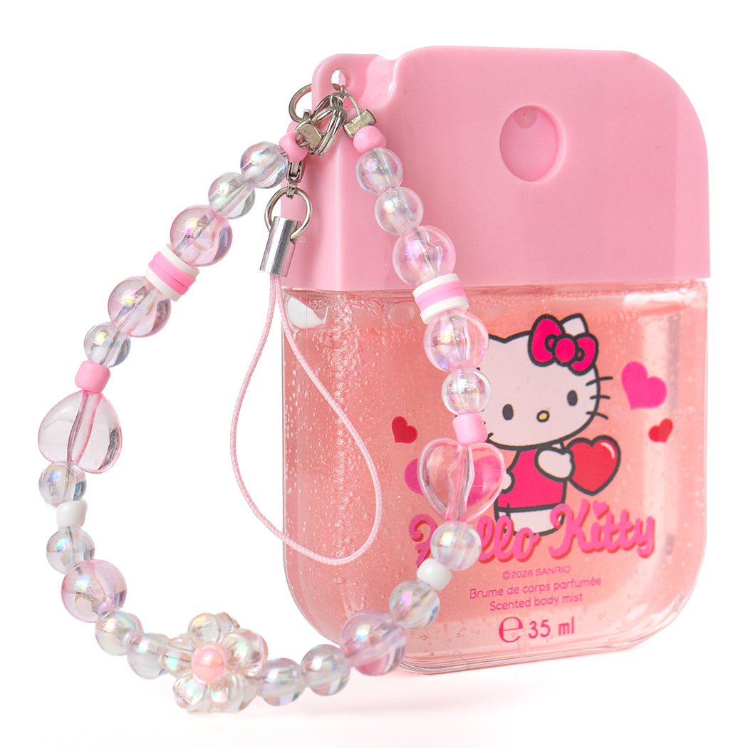 Spray corpo rinfrescante di Hello Kitty al profumo di pesca.