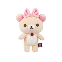 Plush super morbido del personaggio Korilakkuma della serie Rilakkuma in versione happy for you Mochi.