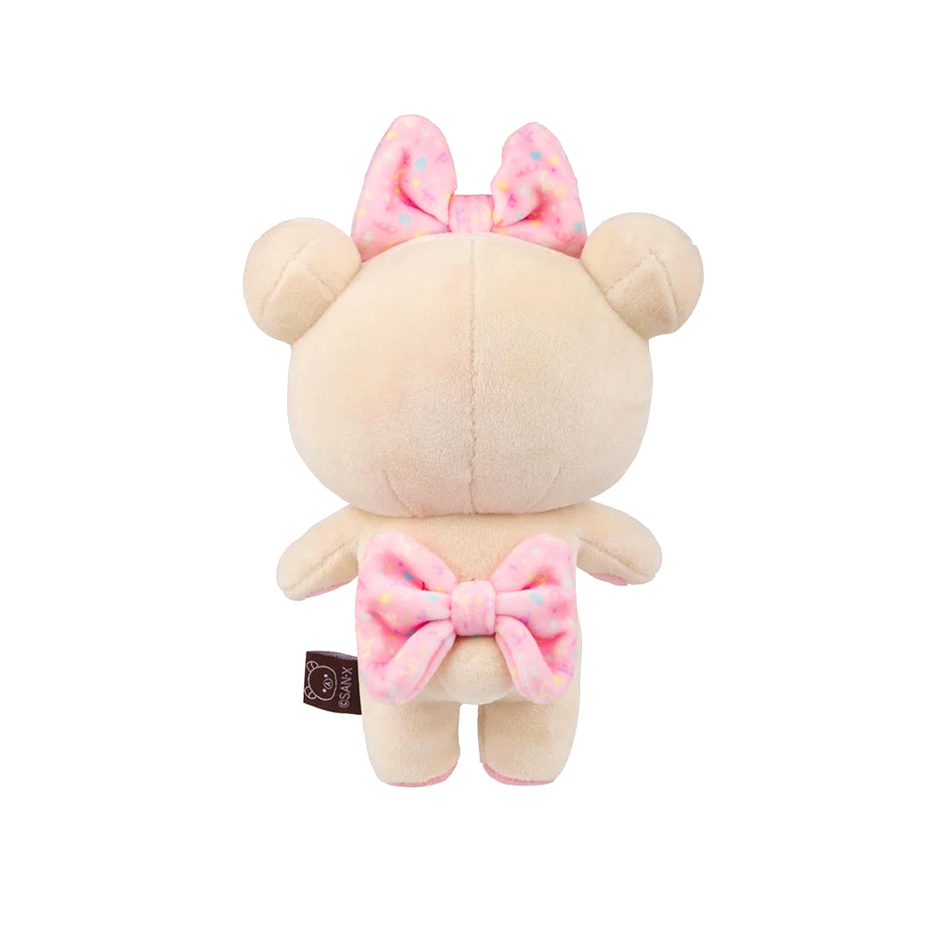 Plush super morbido del personaggio Korilakkuma della serie Rilakkuma in versione happy for you Mochi.