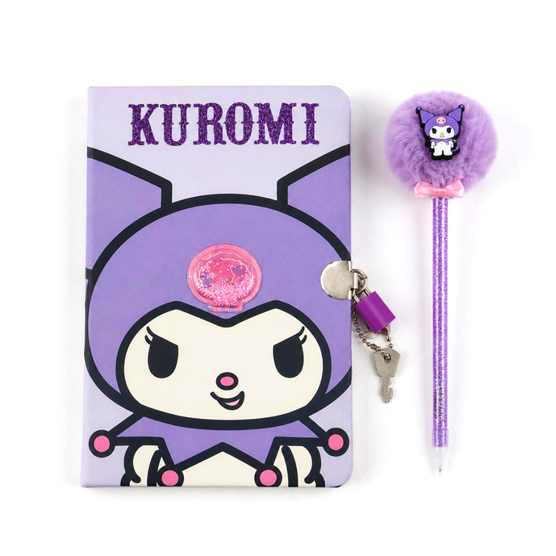 Diario segreto di Kuromi con pagine a righe e lucchetto. E' presente anche una penna.