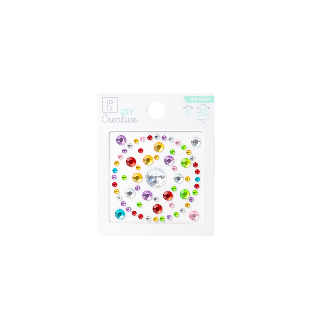 Adesivi a forma di cristalli colorati.