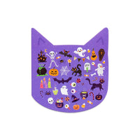 >Album a forma di gatto con adesivi di Halloween.