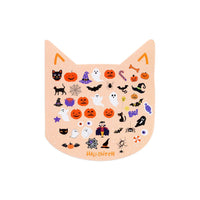 >Album a forma di gatto con adesivi di Halloween.